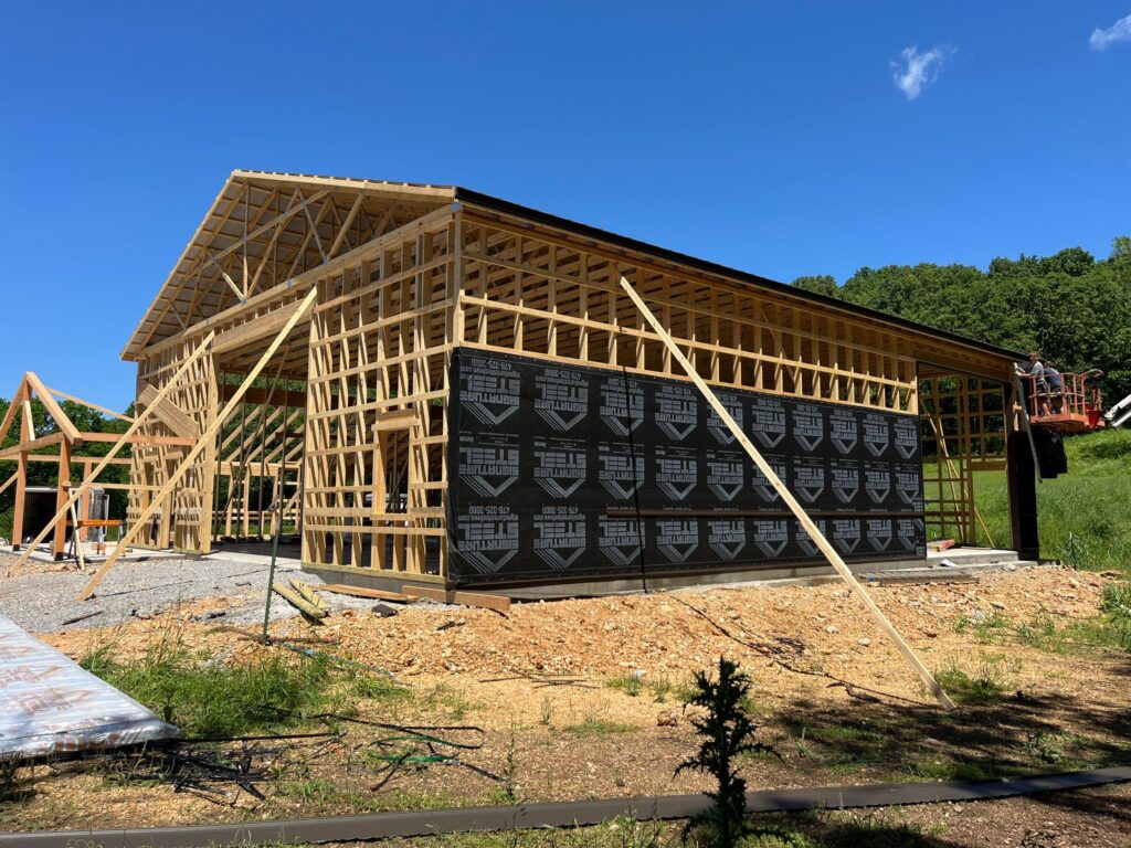 Framing up a large shop house project