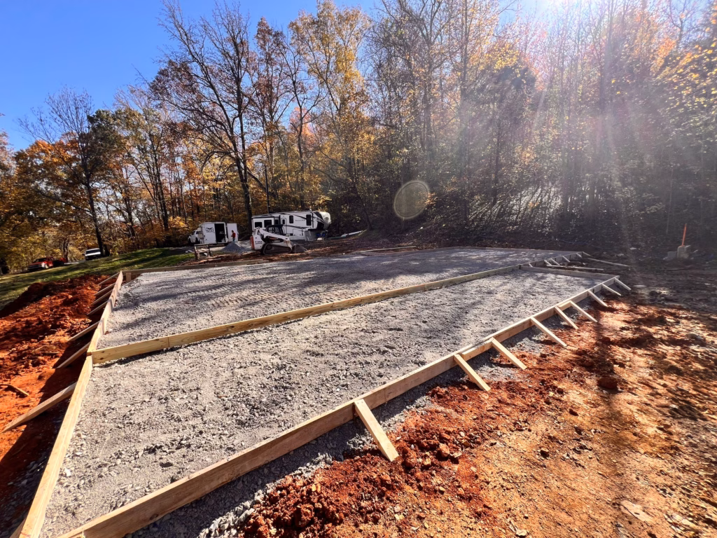 foundation prepped for pouring concrete for barndominium project
